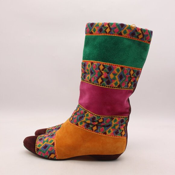 Bally Multicolor Pattered High Boots Women's Size 6.5 B Made in Italy - Picture 4 of 8
